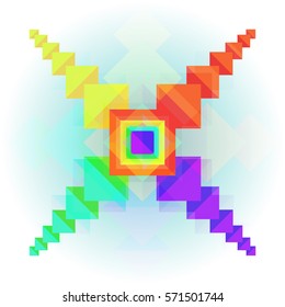 Abstract composition made with haled squares, making optical effects. Multicolor hue and transparency effects