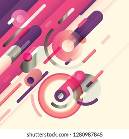 Abstract composition made of rounded geometric shapes. Vector illustration.