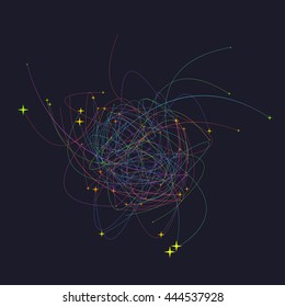 Abstract composition made of stars connected with lines