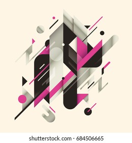 Abstract composition made various geometric shapes. Vector illustration.