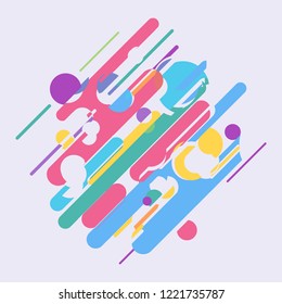 Abstract composition made of various rounded shapes. Material color. Vector illustration.