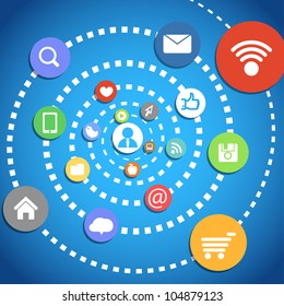 Abstract composition with media icons