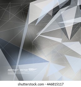 Abstract composition. Minimalistic fashion backdrop design. Black, white polygonal figure icon. Triangle font texture. Creative banner. Angle connection fiber. Linking lines ornament. Stock vector art