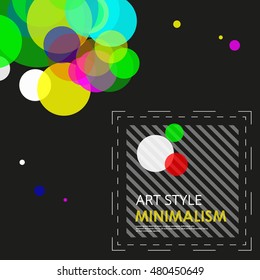 Abstract composition. Minimalistic fashion backdrop design. Colored soap bubbles icon. Patch circles font texture. Creative round figure banner. Ad fiber. Sphere bulbs ornament. Art text frame surface