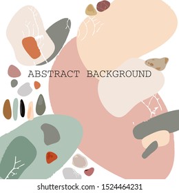 Abstract composition. Modern design with a current natural color. Stones are scattered. Sea Pebbles. Pieces of decorative texture. Creative rock fragments background. Vintage wallpaper, wrapping paper