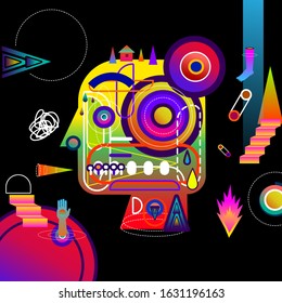 Abstract composition. Modern vector front page art. Human icon. Ad flyer