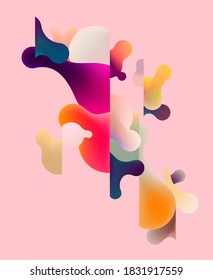 Abstract composition of multicolored liquid bubbles. Vector illustration