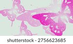 Abstract composition of multiple butterflies in motion, vector illustration