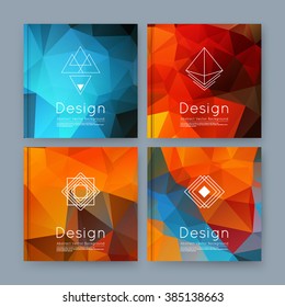 Abstract composition, orange, blue business card set, info text, elegant geometric font texture, brochure title sheet, creative figure icon, amber crystal facets, sale flyer fiber, EPS10 banner form