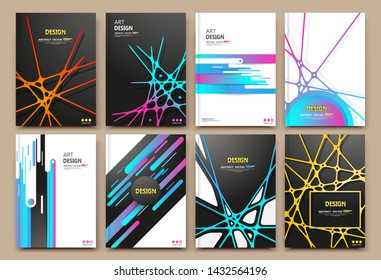 Abstract composition, orange, red,blue line and dot cross interlacement, rays plexus, a4 business brochure title sheet, tangled backdrop surface, creative web icon, figure intersection points form