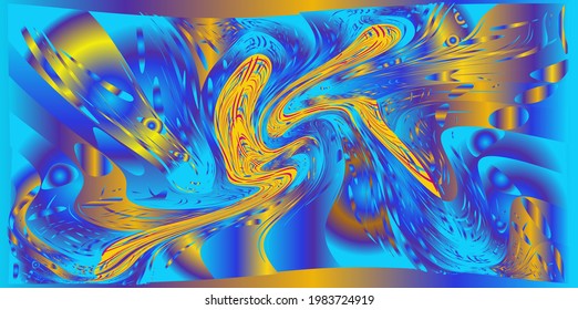 Composición abstracta de las olas naranja-azul retorcidas sobre un fondo horizontal. Úselo para ilustraciones y texturas.
