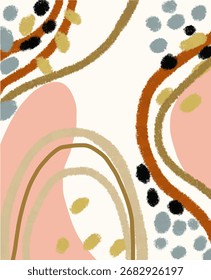 Abstract Composition with Organic Shapes and Brush Strokes