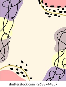 Composição abstrata com formas e linhas orgânicas