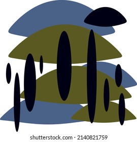 Abstract composition of ovals and other shapes of different colors. A vector file is useful for creating your designs.