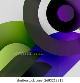 Abstract composition. Overlapping circles, gradients create dynamic visual effect. Modern design elements, vibrant colors present.