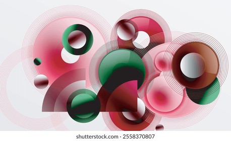 Abstract composition of overlapping circles with smooth gradients and transparency effects. Clean and modern design emphasizing depth, symmetry, and a minimal aesthetic