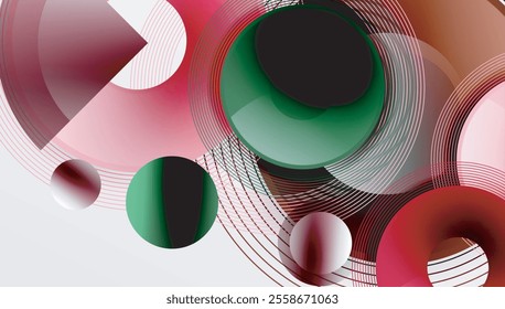 Abstract composition of overlapping circles with smooth gradients and transparency effects. Clean and modern design emphasizing depth, symmetry, and a minimal aesthetic