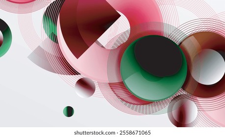 Abstract composition of overlapping circles with smooth gradients and transparency effects. Clean and modern design emphasizing depth, symmetry, and a minimal aesthetic