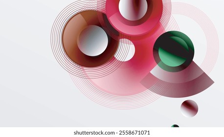 Abstract composition of overlapping circles with smooth gradients and transparency effects. Clean and modern design emphasizing depth, symmetry, and a minimal aesthetic