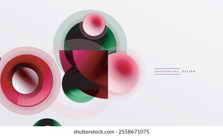 Abstract composition of overlapping circles with smooth gradients and transparency effects. Clean and modern design emphasizing depth, symmetry, and a minimal aesthetic