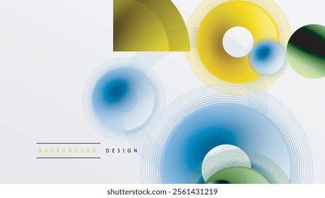 Abstract composition of overlapping circles with smooth gradients and transparency effects. Clean and modern design emphasizing depth, symmetry, and a minimal aesthetic