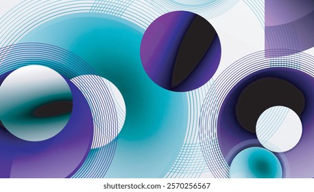 Abstract composition of overlapping circles with smooth gradients and transparency effects. Clean and modern design emphasizing depth, symmetry, and a minimal aesthetic