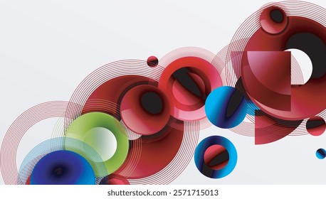 Abstract composition of overlapping circles with smooth gradients and transparency effects. Clean and modern design emphasizing depth, symmetry, and a minimal aesthetic