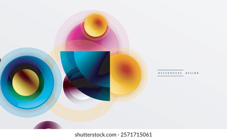 Abstract composition of overlapping circles with smooth gradients and transparency effects. Clean and modern design emphasizing depth, symmetry, and a minimal aesthetic