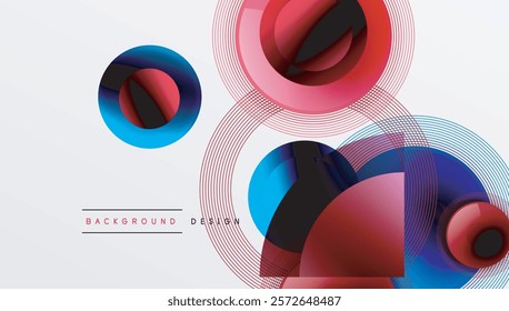 Abstract composition of overlapping circles with smooth gradients and transparency effects. Clean and modern design emphasizing depth, symmetry, and a minimal aesthetic