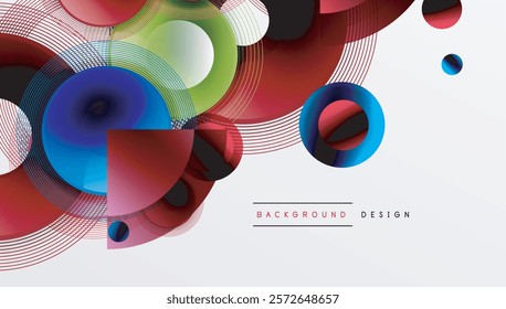 Abstract composition of overlapping circles with smooth gradients and transparency effects. Clean and modern design emphasizing depth, symmetry, and a minimal aesthetic