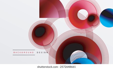 Abstract composition of overlapping circles with smooth gradients and transparency effects. Clean and modern design emphasizing depth, symmetry, and a minimal aesthetic