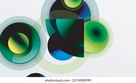 Abstract composition of overlapping circles with smooth gradients and transparency effects. Clean and modern design emphasizing depth, symmetry, and a minimal aesthetic