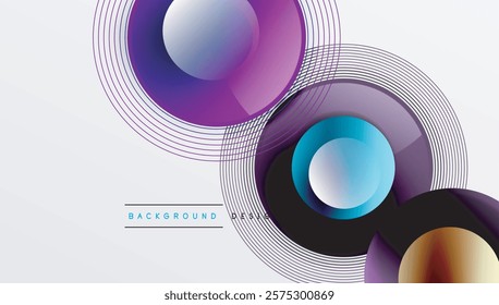 Abstract composition of overlapping circles with smooth gradients and transparency effects. Clean and modern design emphasizing depth, symmetry, and a minimal aesthetic