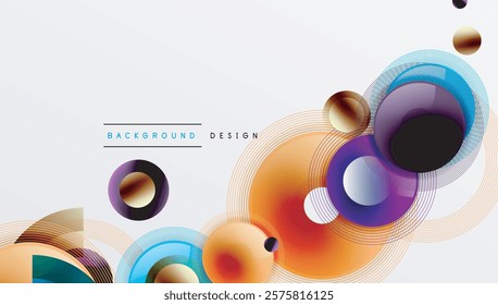 Abstract composition of overlapping circles with smooth gradients and transparency effects. Clean and modern design emphasizing depth, symmetry, and a minimal aesthetic