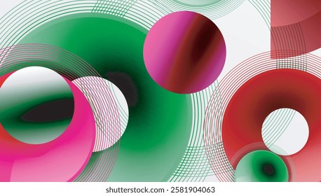 Abstract composition of overlapping circles with smooth gradients and transparency effects. Clean and modern design emphasizing depth, symmetry, and a minimal aesthetic