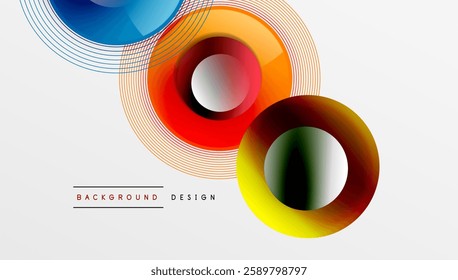 Abstract composition of overlapping circles with smooth gradients and transparency effects. Clean and modern design emphasizing depth, symmetry, and a minimal aesthetic