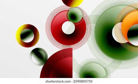 Abstract composition of overlapping circles with smooth gradients and transparency effects. Clean and modern design emphasizing depth, symmetry, and a minimal aesthetic