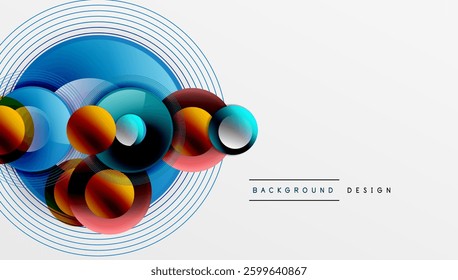 Abstract composition of overlapping circles with smooth gradients and transparency effects. Clean and modern design emphasizing depth, symmetry, and a minimal aesthetic