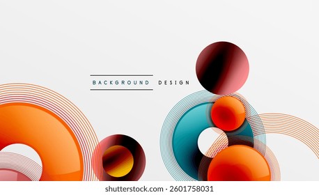 Abstract composition of overlapping circles with smooth gradients and transparency effects. Clean and modern design emphasizing depth, symmetry, and a minimal aesthetic