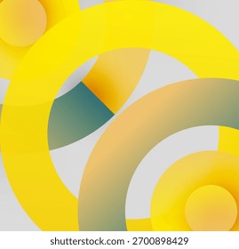 Abstract composition. Overlapping circles, yellow hues dominate. Minimalist design, modern aesthetic, soft gradients present.