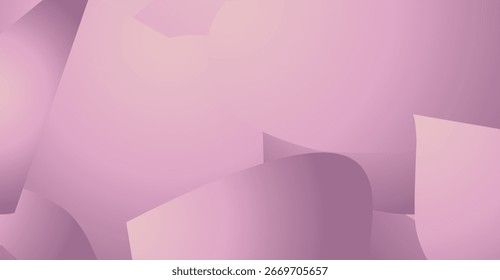 Abstract composition of overlapping, curved, and folded shapes in shades of pink and purple. The forms create a sense of depth and movement.