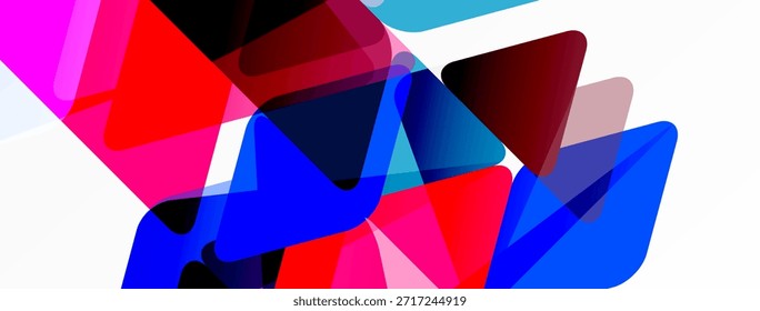 Composição abstrata. Sobreposição de formas geométricas, cores vibrantes, interação dinâmica. Design moderno, estética limpa, energia visual.