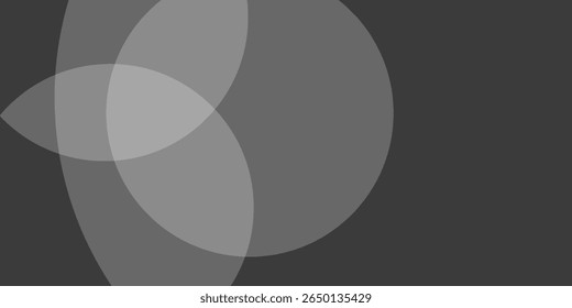 Abstract Composition with Overlapping Semi-Transparent Circular Shapes on Dark Background