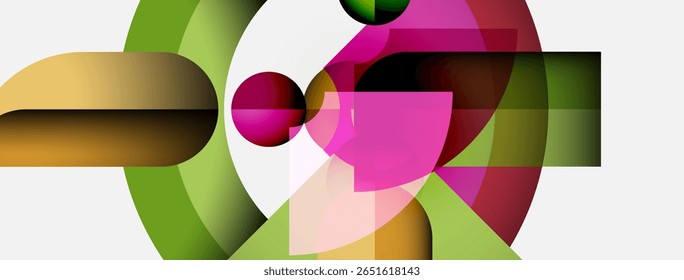 Abstract composition. Overlapping shapes, vibrant colors, modern design. Geometric forms create dynamic visual experience.