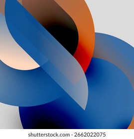 Abstract composition. Overlapping shapes, vibrant colors, smooth gradients create dynamic visual experience. Modern design.