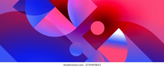 Abstract composition. Overlapping shapes, vibrant colors, gradients create dynamic visual experience. Modern design, fluid forms.