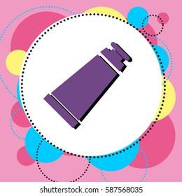 Abstract composition with paint tube icon. Simple geometric figures, art background