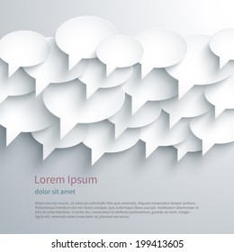 Abstract composition with paper speak bubbles. Vector illustration.