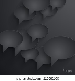 Abstract composition with paper speak bubbles. Vector illustration.