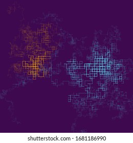 Abstract composition with particles following by rectangular way. Technology or scientific illustration.